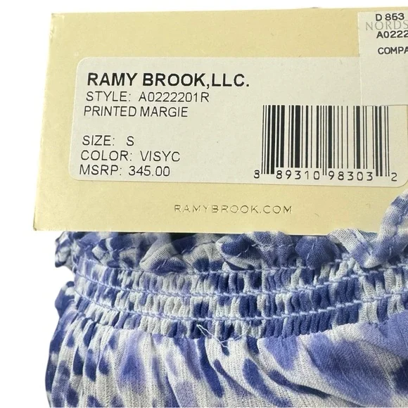 NWT Ramy Brook Women's Printed Margie Off The Shoulder Long Sleeve Top US Small - Picture 11 of 11